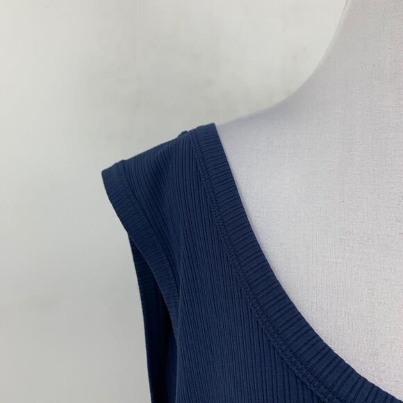 Spanx Tank Top Womens 3X Plus Navy Scoop Neck Ribbed Knit Stretch Sleeveless - Picture 4 of 14